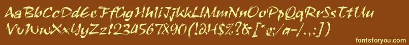 RuachLetPlain.1.0-fontti – keltaiset fontit ruskealla taustalla