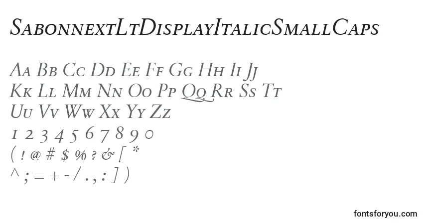 Fuente SabonnextLtDisplayItalicSmallCaps - alfabeto, números, caracteres especiales