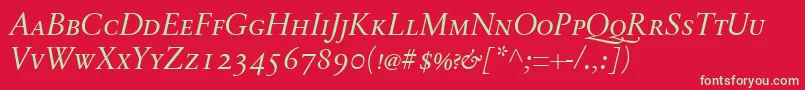 SabonnextLtDisplayItalicSmallCaps Font – Green Fonts on Red Background