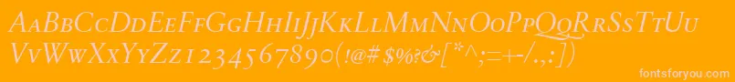 SabonnextLtDisplayItalicSmallCaps Font – Pink Fonts on Orange Background