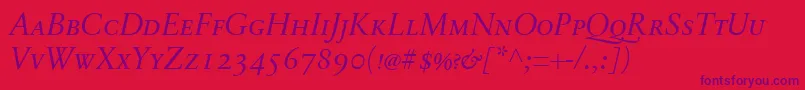 SabonnextLtDisplayItalicSmallCaps Font – Purple Fonts on Red Background