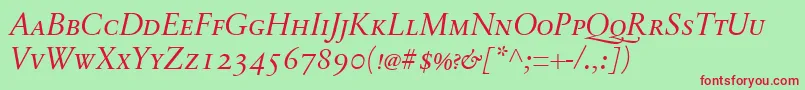 SabonnextLtDisplayItalicSmallCaps Font – Red Fonts on Green Background