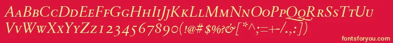 SabonnextLtDisplayItalicSmallCaps Font – Yellow Fonts on Red Background