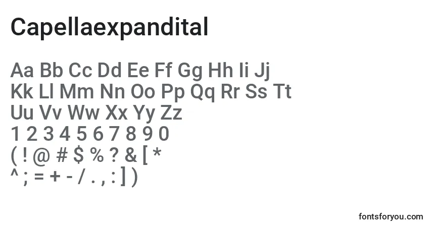 Capellaexpandital-fontti – aakkoset, numerot, erikoismerkit