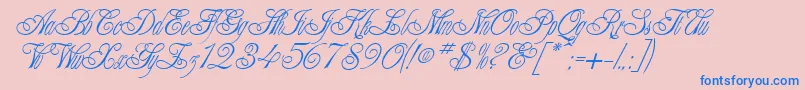 AlexeiCopperplateitcNormal-Schriftart – Blaue Schriften auf rosa Hintergrund