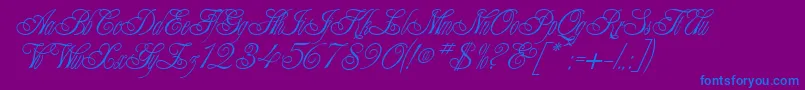 AlexeiCopperplateitcNormal-Schriftart – Blaue Schriften auf violettem Hintergrund