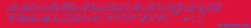 AlexeiCopperplateitcNormal-Schriftart – Blaue Schriften auf rotem Hintergrund