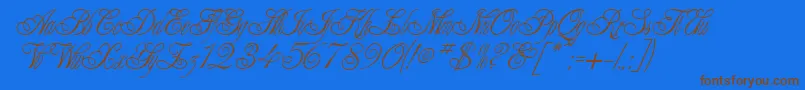 AlexeiCopperplateitcNormal-Schriftart – Braune Schriften auf blauem Hintergrund