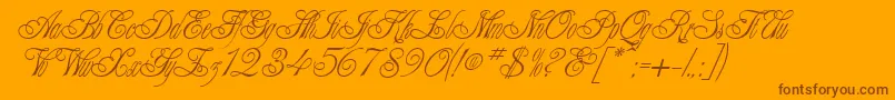 AlexeiCopperplateitcNormal-Schriftart – Braune Schriften auf orangefarbenem Hintergrund