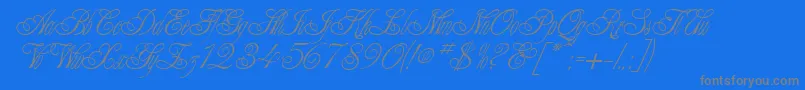 AlexeiCopperplateitcNormal-Schriftart – Graue Schriften auf blauem Hintergrund