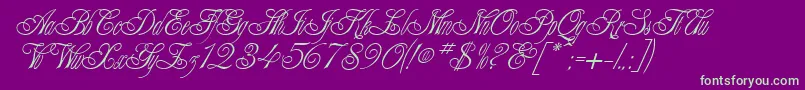 AlexeiCopperplateitcNormal Font – Green Fonts on Purple Background