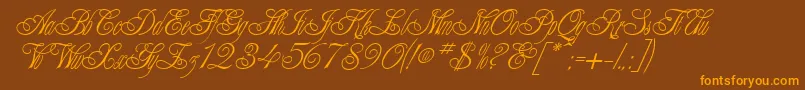 AlexeiCopperplateitcNormal-Schriftart – Orangefarbene Schriften auf braunem Hintergrund