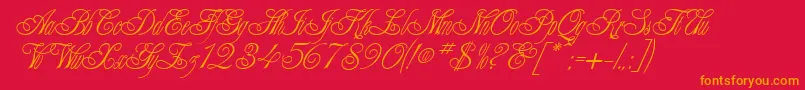 AlexeiCopperplateitcNormal Font – Orange Fonts on Red Background