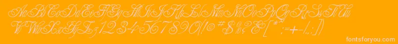 AlexeiCopperplateitcNormal-Schriftart – Rosa Schriften auf orangefarbenem Hintergrund