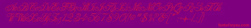 AlexeiCopperplateitcNormal-Schriftart – Rote Schriften auf violettem Hintergrund