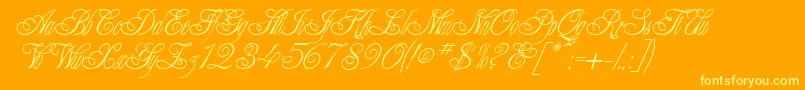 AlexeiCopperplateitcNormal-Schriftart – Gelbe Schriften auf orangefarbenem Hintergrund