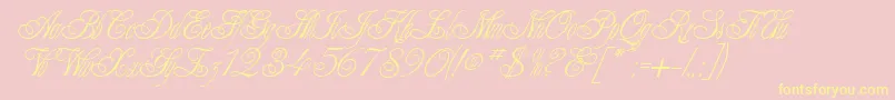 AlexeiCopperplateitcNormal-Schriftart – Gelbe Schriften auf rosa Hintergrund