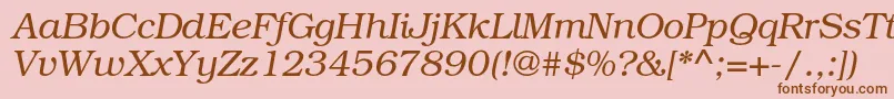 Fonte TexgyrebonumItalic – fontes marrons em um fundo rosa