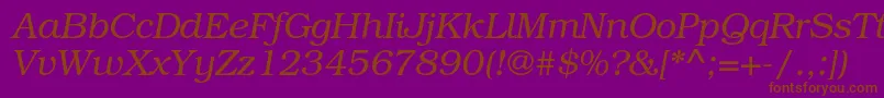 Fonte TexgyrebonumItalic – fontes marrons em um fundo roxo