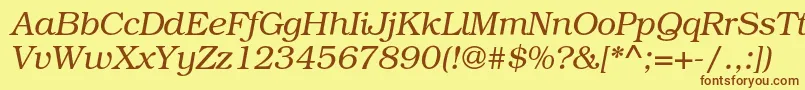 Шрифт TexgyrebonumItalic – коричневые шрифты на жёлтом фоне