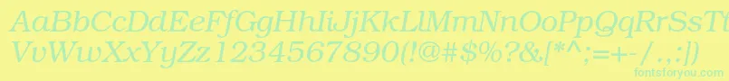 TexgyrebonumItalic-Schriftart – Grüne Schriften auf gelbem Hintergrund