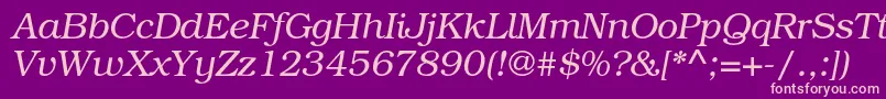 TexgyrebonumItalic-fontti – vaaleanpunaiset fontit violetilla taustalla