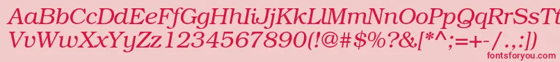 Fonte TexgyrebonumItalic – fontes vermelhas em um fundo rosa