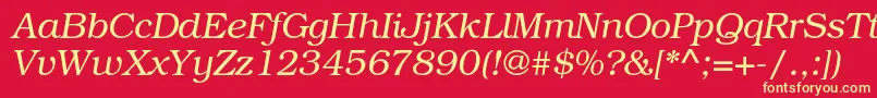 Fonte TexgyrebonumItalic – fontes amarelas em um fundo vermelho