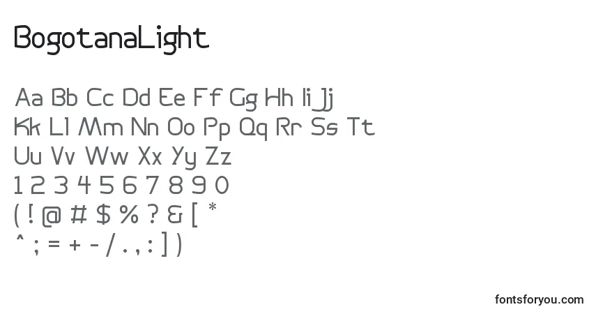 Schriftart BogotanaLight – Alphabet, Zahlen, spezielle Symbole