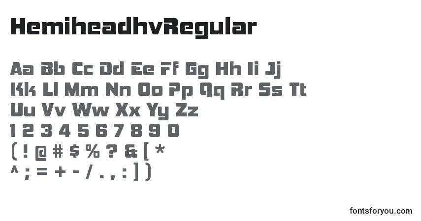 Schriftart HemiheadhvRegular – Alphabet, Zahlen, spezielle Symbole