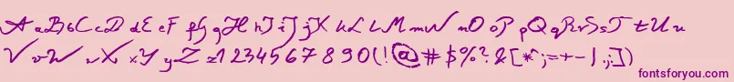 JacekZiebaJasinskiItalic Font – Purple Fonts on Pink Background