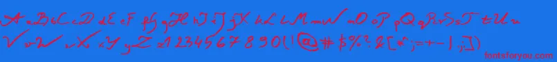 JacekZiebaJasinskiItalic Font – Red Fonts on Blue Background