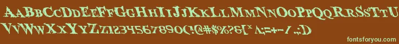 フォントBloodcrowl – 緑色の文字が茶色の背景にあります。