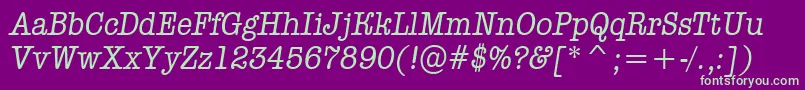 AOldtypernrItalic-fontti – vihreät fontit violetilla taustalla