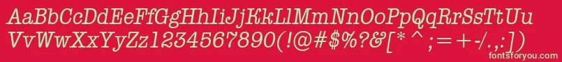 AOldtypernrItalic-fontti – vihreät fontit punaisella taustalla