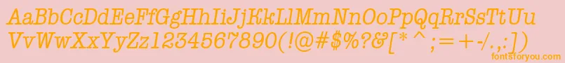 AOldtypernrItalic-Schriftart – Orangefarbene Schriften auf rosa Hintergrund