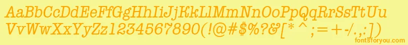 AOldtypernrItalic-Schriftart – Orangefarbene Schriften auf gelbem Hintergrund