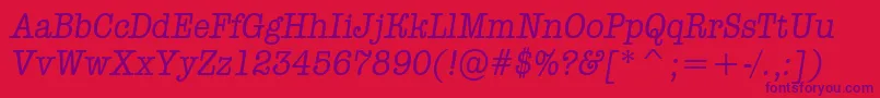 AOldtypernrItalic-fontti – violetit fontit punaisella taustalla