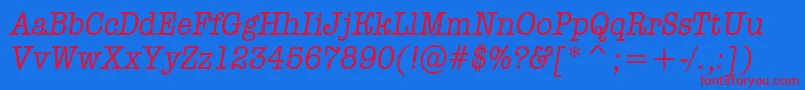 AOldtypernrItalic Font – Red Fonts on Blue Background