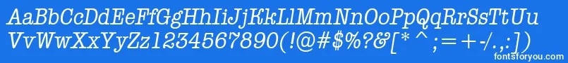 AOldtypernrItalic-fontti – valkoiset fontit sinisellä taustalla