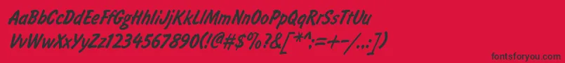 BrushtypeSemiboldItalic-fontti – mustat fontit punaisella taustalla