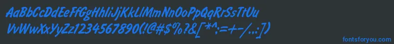 BrushtypeSemiboldItalic-Schriftart – Blaue Schriften auf schwarzem Hintergrund