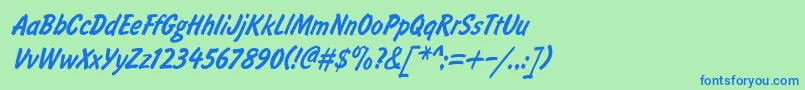 Czcionka BrushtypeSemiboldItalic – niebieskie czcionki na zielonym tle