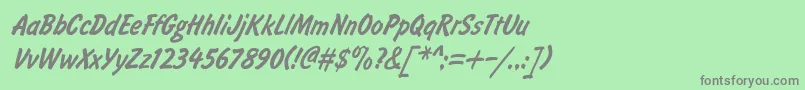 Fonte BrushtypeSemiboldItalic – fontes cinzas em um fundo verde