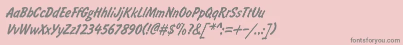 BrushtypeSemiboldItalic-fontti – harmaat kirjasimet vaaleanpunaisella taustalla