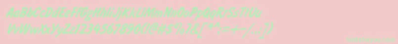 Czcionka BrushtypeSemiboldItalic – zielone czcionki na różowym tle