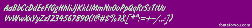 BrushtypeSemiboldItalic Font – Green Fonts on Purple Background