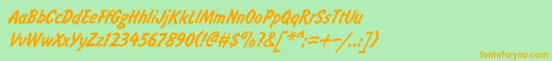 Шрифт BrushtypeSemiboldItalic – оранжевые шрифты на зелёном фоне