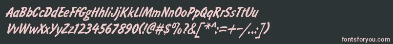 Fonte BrushtypeSemiboldItalic – fontes rosa em um fundo preto