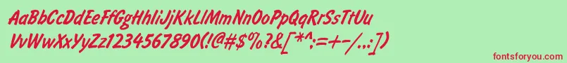 Fonte BrushtypeSemiboldItalic – fontes vermelhas em um fundo verde